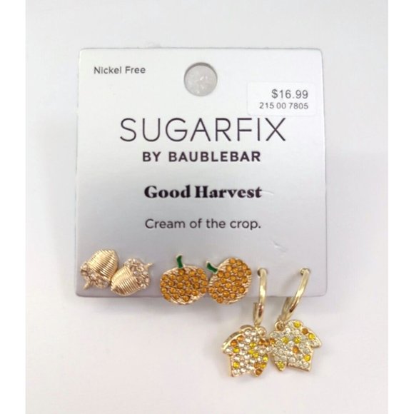 SUGARFIX by BaubleBar Fall Earrings Set Good Harvest Pumpkin Acorn Leaf - Picture 1 of 2